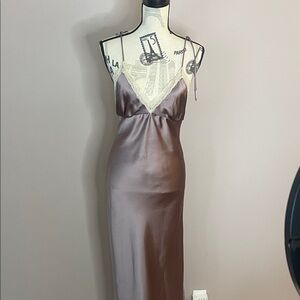 Zara Elegant Satin Slip Dress in Mauve